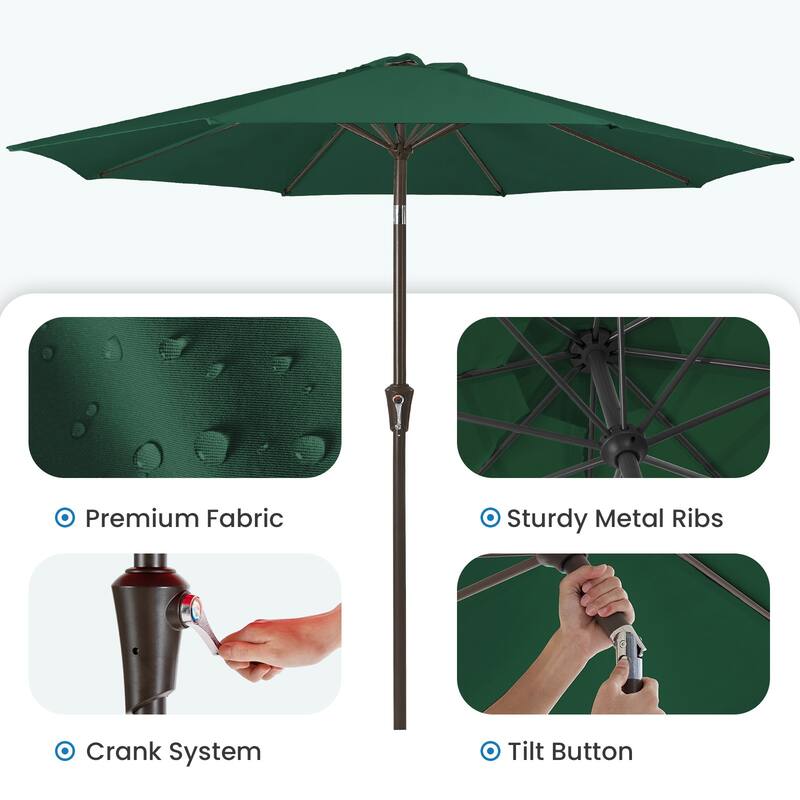 10ft Patio Market Umbrella with Crank & Tilt,UV-Risistant