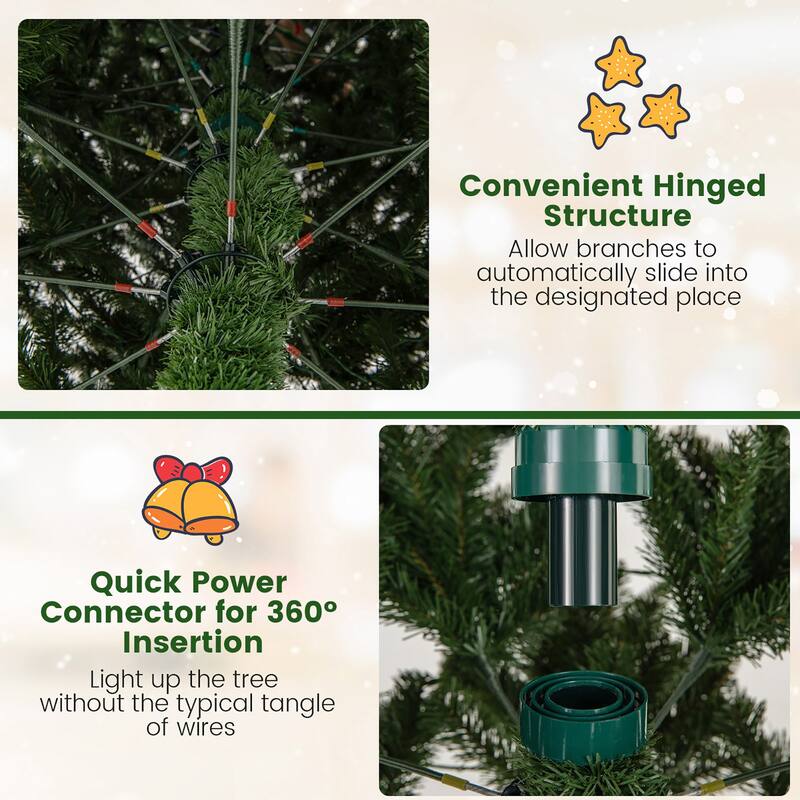 Gymax 12 FT Artificial Xmas Tree w/ Quick Power Connector & 800 Warm - See Details