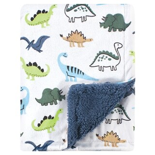 Hudson Baby Infant Boy Plush Blanket with Faux Shearling Back, Dino, One Size - Dino - One Size