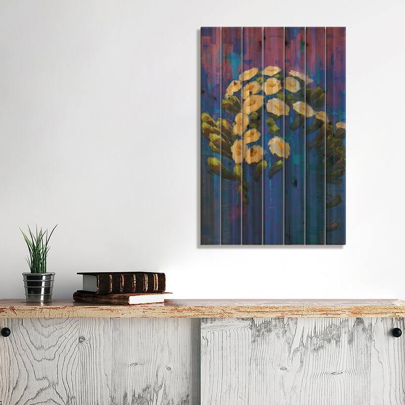 Saguaro In Blue Print On Wood by Cody DeLong - Multi-Color