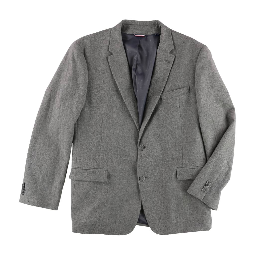 Tommy Hilfiger Mens Heathered Two Button Blazer Jacket, Grey, 46 Regular