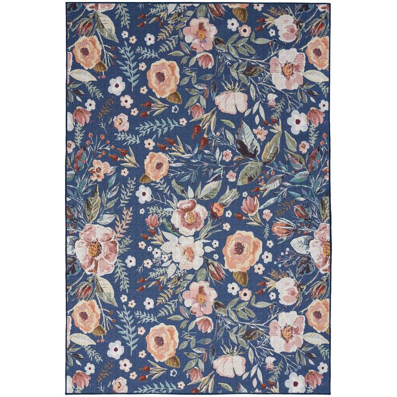 Nourison Washables Indoor Multicolored Floral Area Rug - 4' x 6' - Blue - Rectangle