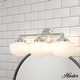 preview thumbnail 1 of 6, Hunter Saddle Creek Vanity Wall Light - Transitional, Vintage Schoolhouse - Damp Rated! 3- Light - Brushed Nickel -White Glass