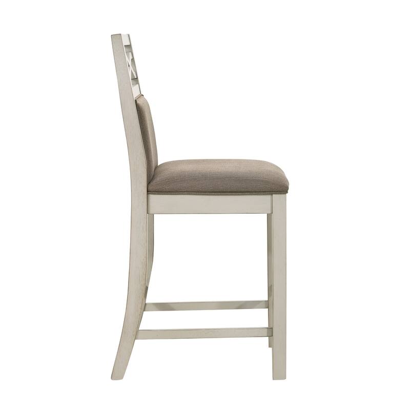 Marie 26 Inch Counter Height Chair, Khaki Fabric Seat, Back, Beige Wood