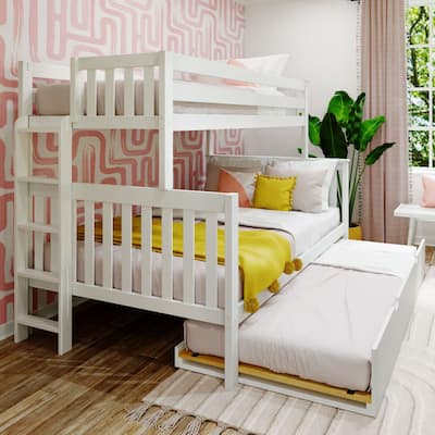 Max and Lily Twin over Full Bunk Bed with Ladder on End and Trundle