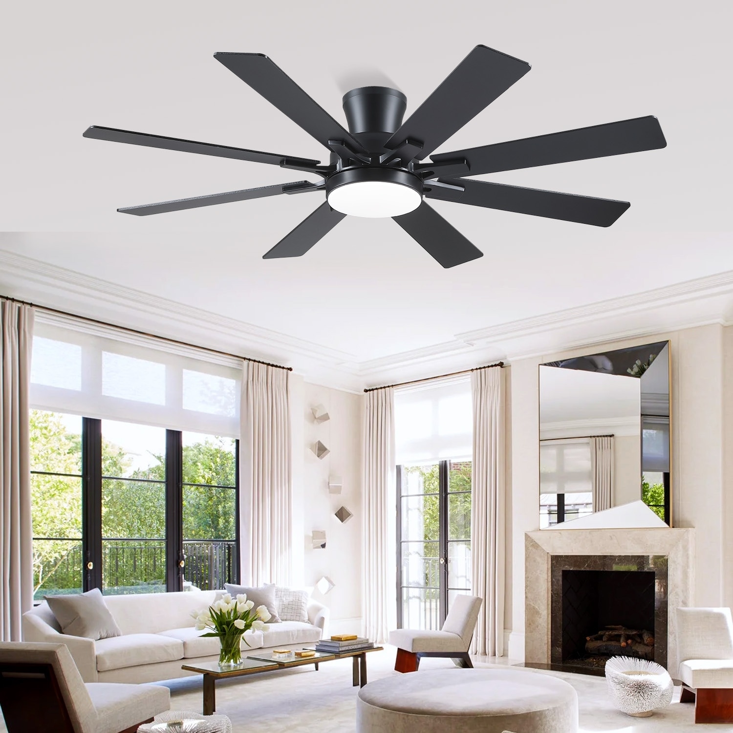 52-Inch Low-Profile Ceiling Fan with 3CCT LED Light, App and Remote Control, Reversible DC Motor 8 Blades - 52 Inches