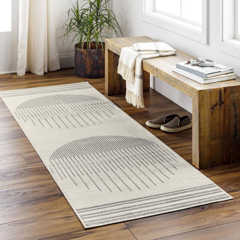 Livabliss Floransa Minimalist Ombre Area Rug - Grey/Off-White - 2' 7" x 10'