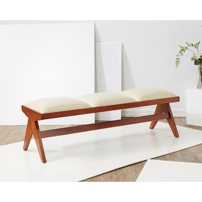 SAFAVIEH Couture Wubbina Vegan Leather Bench - 58 In W x 18 In D x 19 In H - 58Wx18Dx19H