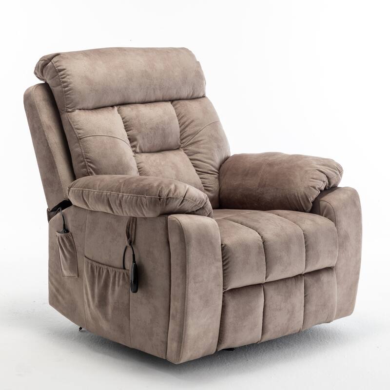 Brown Power Lift Recliner with Heat and Massage, German Motor, Stainless Steel Cup Holders, and Fast Assembly