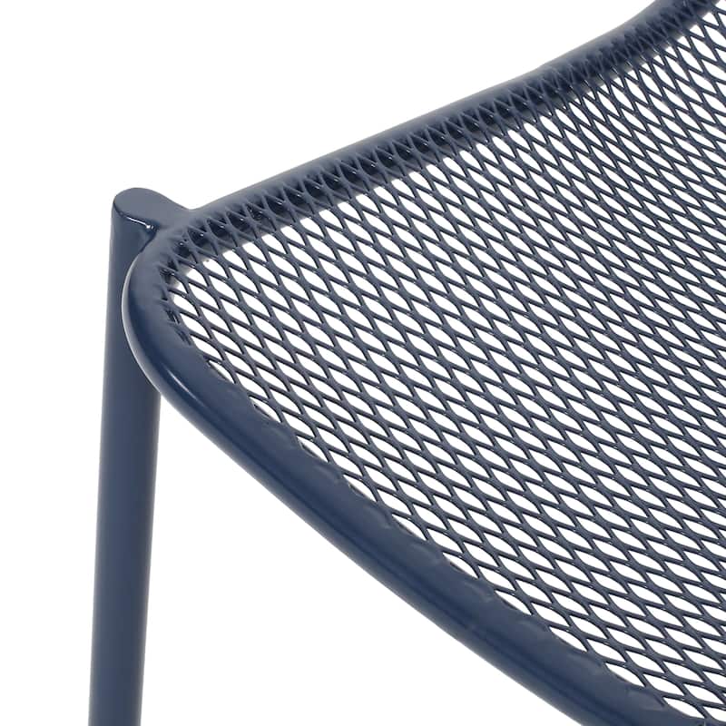 Roomfitters Modern Mesh Patio Lounge Chair Set, Weather-Resistant Outdoor Seating, Powder-Coated Steel, Navy Blue (Set of 2)