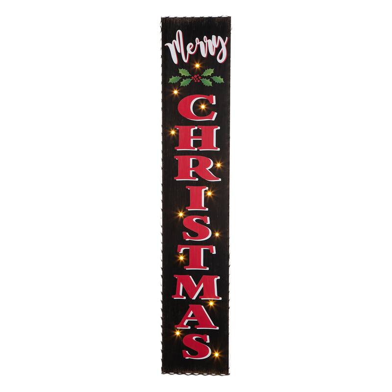 Glitzhome 42"H Lighted Wooden "Merry Christmas" Porch Sign Decor - Merry Christmas