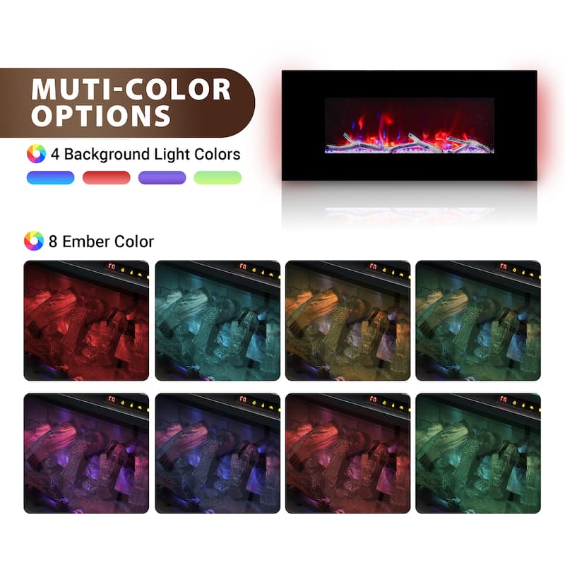 Clihome 42-72 inch Wall-mounted w/ RC (1500W) Electric Fireplace