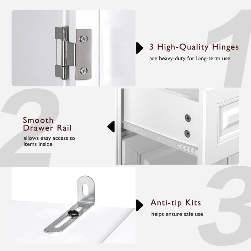 71" Tall Freestanding Kitchen Pantry Cabinet with 3 Pull Out Organizers and 6 Door Shelves
