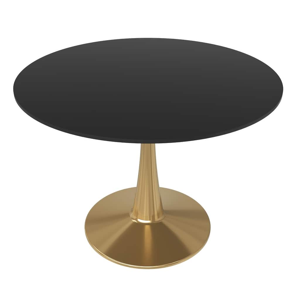 Bristol Modern 40" Round Solid Wood Tabletop Dining Table for 4 with Gold Steel Base for Kitchen & Dining Room
