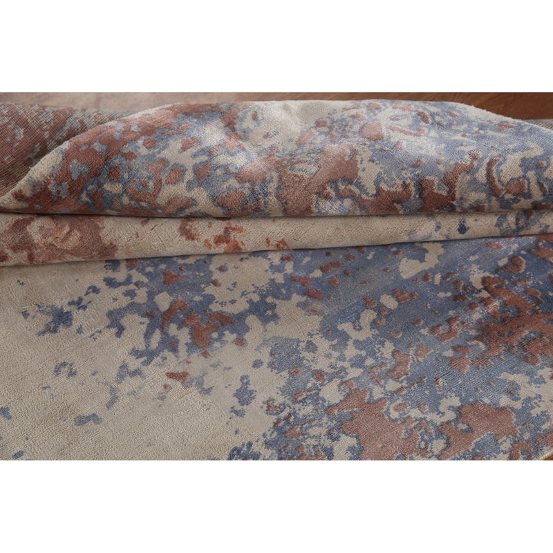 Abstract Indian Foyer Rug Hand-Knotted Contemporary Wool Carpet - 4'5"x 6'4"