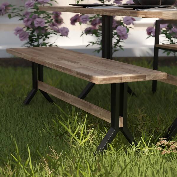 slide 2 of 7, SEI Furniture Shenley Weather-Resistant Contemporary Natural Wood Bench
