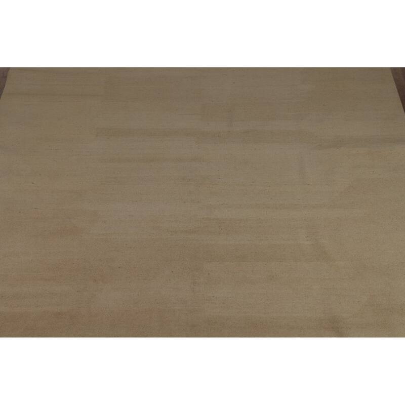 Hand Knotted Oriental 100% Wool Carpet Modern Solid Beige & Ivories Gabbeh Area Rug - 11' 11'' X 8' 8''