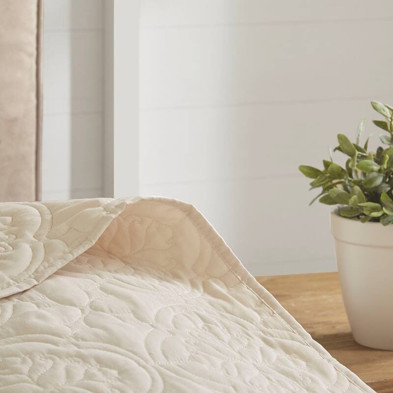 3 Piece Reversible Bedspread Set Cream King/Cal King