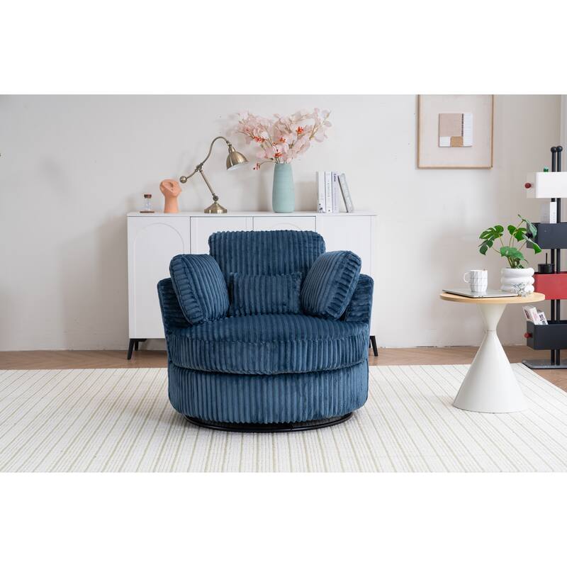 Corduroy Swivel Chair with 4 Pillows