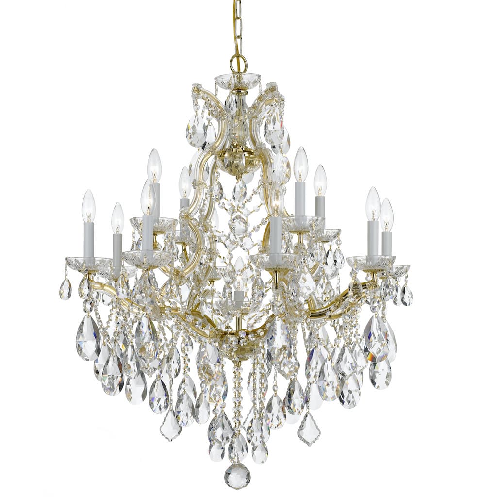 Maria Theresa 13 Light Clear Crystal Gold Chandelier - 28'' W x 32'' H