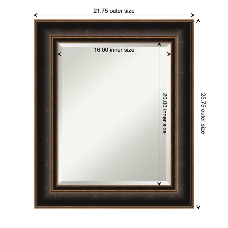 Villa Oil Rubbed Bronze Beveled Wood Framed Bathroom Vanity Wall Mirror - Villa Oil Rubbed Bronze - Glass Size 16x20