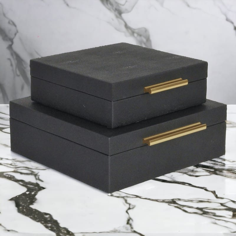 Lusan Black Vinyl Decorative Box Set - Black Shagreen