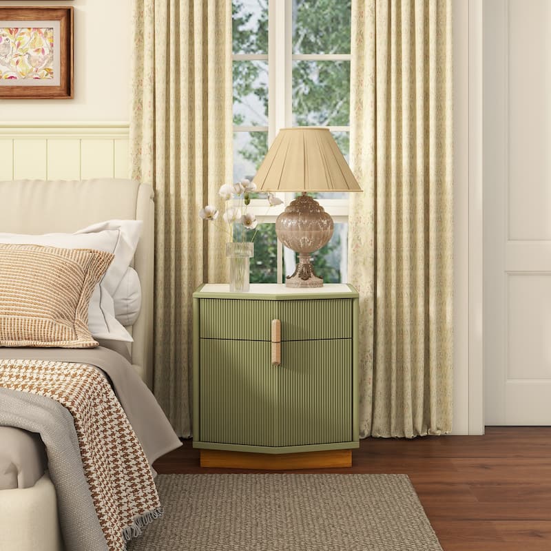 Christopher Knight Home - Silvio Nightstand with Manufactured Wood and Prism Silhouette