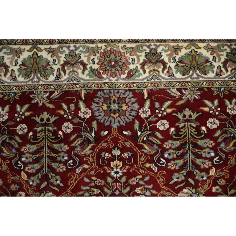 Hand Knotted Oriental 100% Wool Carpet Traditional All-Over Red Agra Area Rug - 5' 9'' X 4' 0''