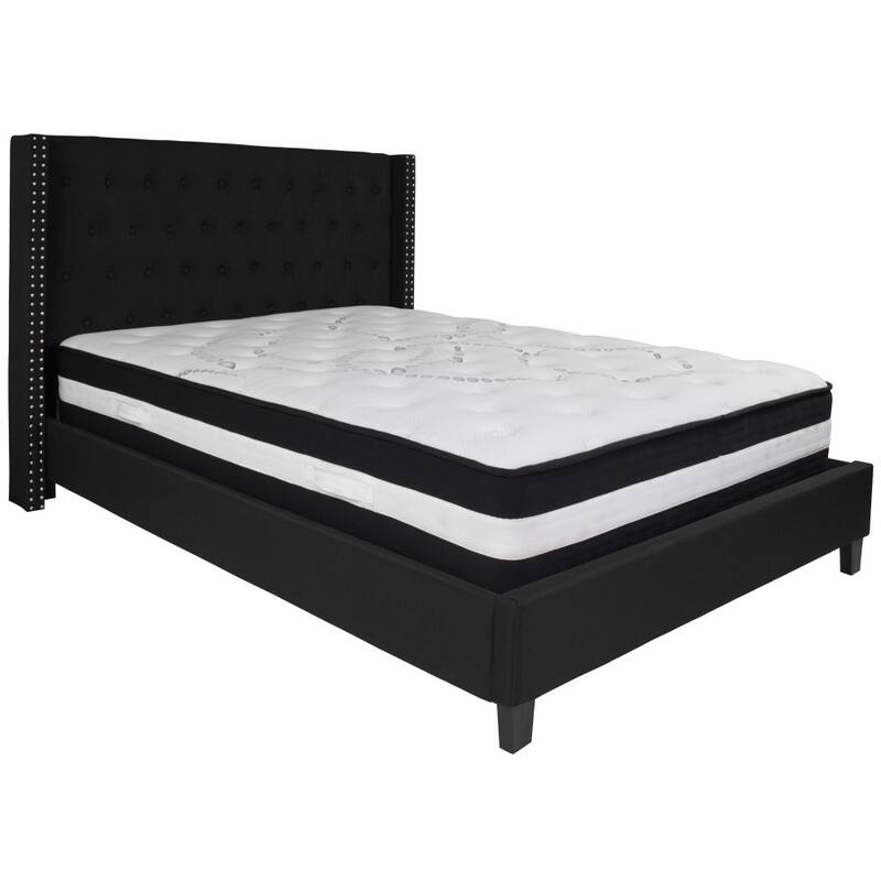 Tufted Upholstered Platform Bed with Pocket Spring Mattress