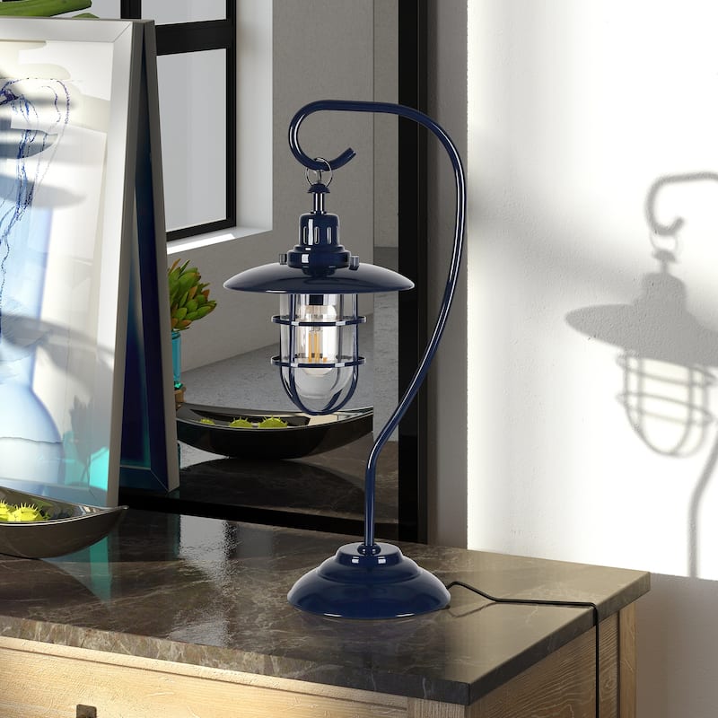 Carbon Loft Ecthelion Nautical Lantern-style Table Lamp - Blue