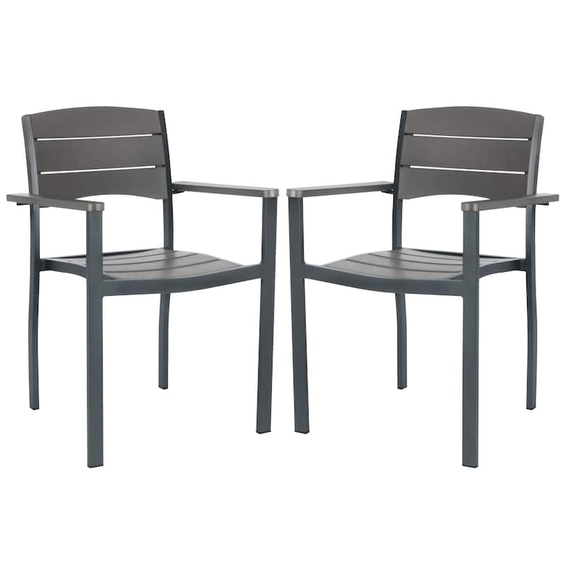 SAFAVIEH Outdoor Jayde Chair - Grey (Set of 2) - 23Wx22Dx33H