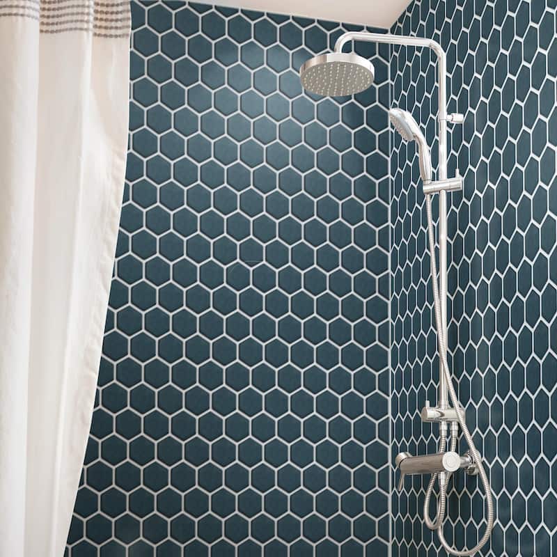 Merola Tile Tribeca 2" Hex Glacier Blue 11-1/8" x 12-5/8" Porcelain Mosaic Floor and Wall Tile