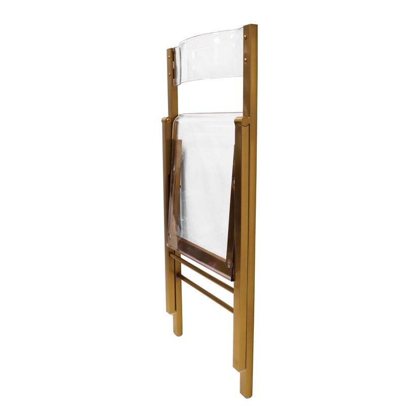 Menno Modern Acrylic Folding Dining Chair in Stainless Steel Frame with Rubber Pads, Fade Resistant, Fully Assembled (Set of 2)