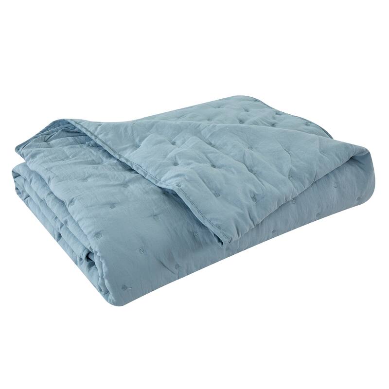 Christopher Knight Embroidered Pre-Washed Dot Quilt Set