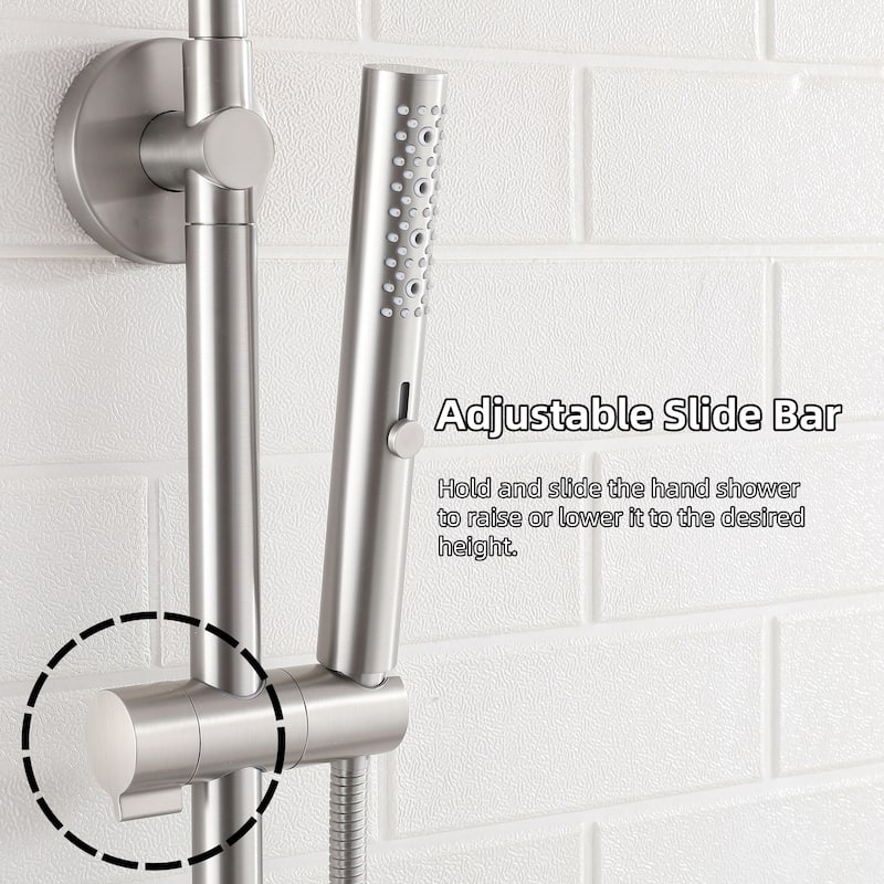 Modland 4-Way Exposed Retrofit Shower System with Rainfall & Handheld, Easy Install in Black/Nickel/Chrome