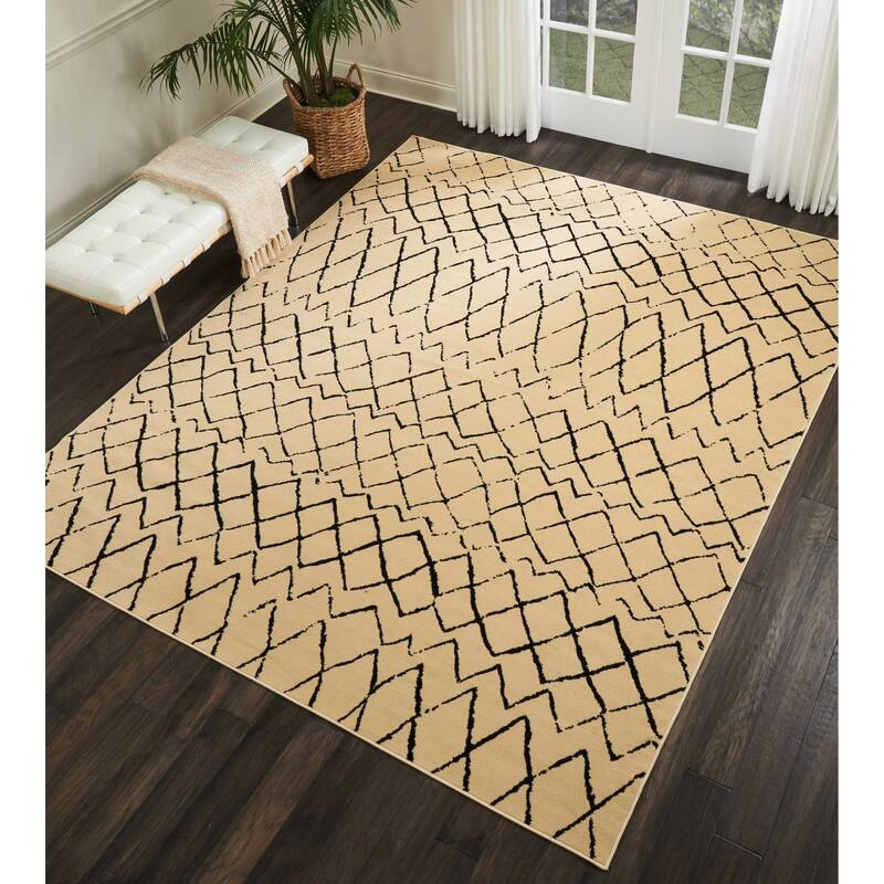 Nourison Grafix Moroccan Patterned Area Rug - 7' 10" x 9' 10" - Cream/Black
