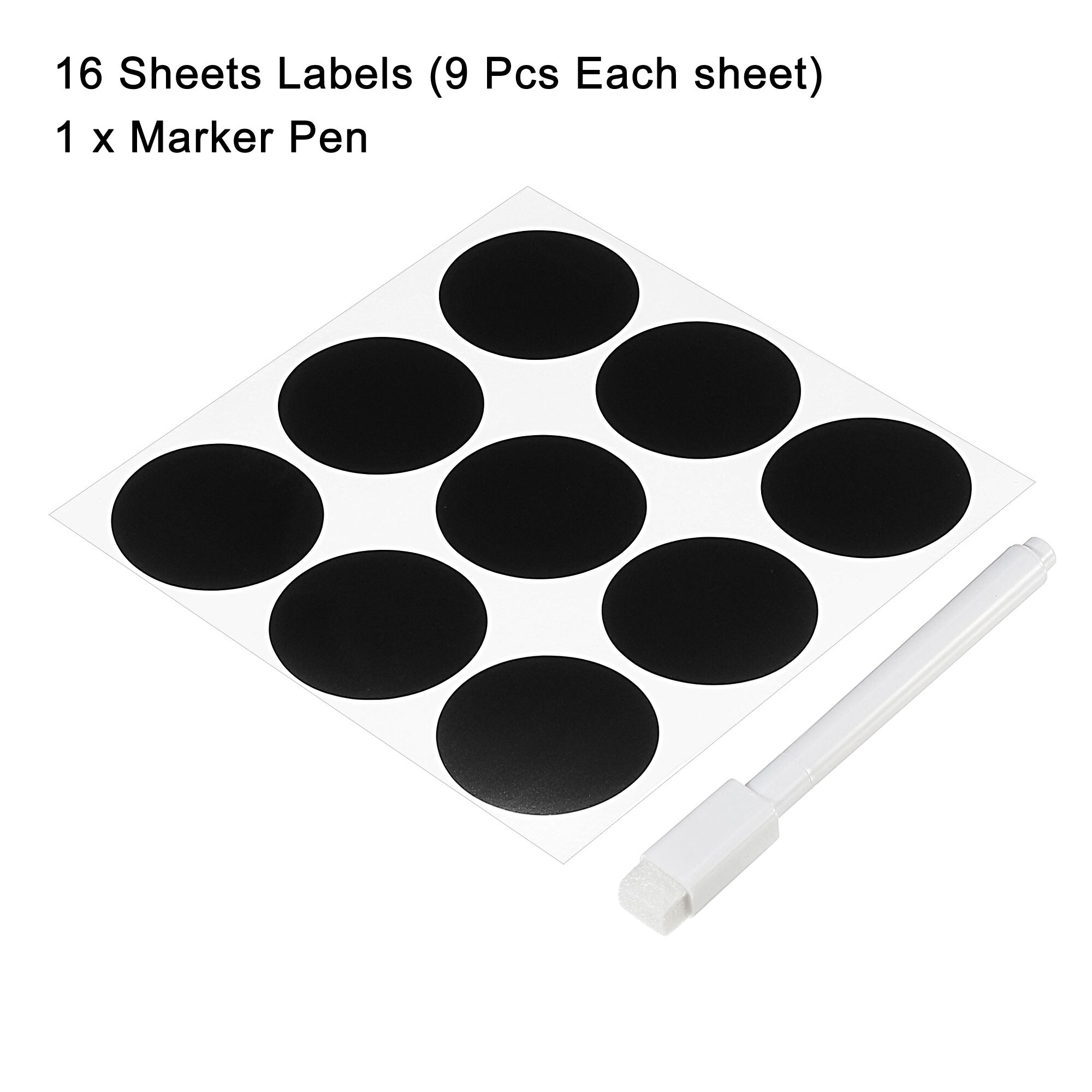 144pcs 1.5inch Dia Chalkboard Labels Food Storage Sticker W Marker Pen - 1.5 inch Dia