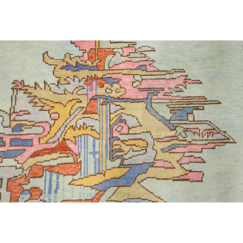Hand Knotted Oriental 100% Wool Carpet Modern Geometric Green Gabbeh Area Rug - 11' 11'' X 8' 10''