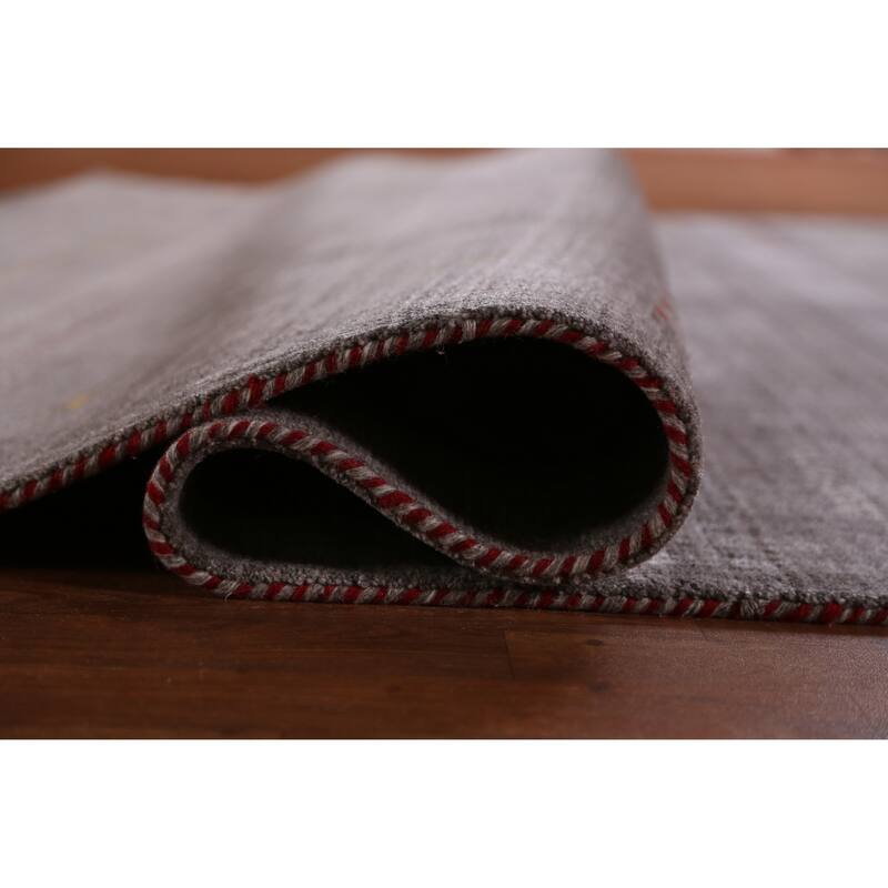 Hand Knotted Oriental 100% Wool Carpet Tribal Tribal Greys & Charcoal Gabbeh Area Rug - 9' 9'' X 8' 0''