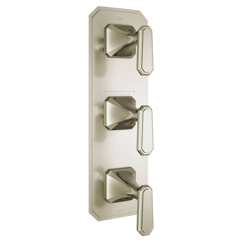 DXV Belshire Three-Handle Thermostatic Valve Trim with Lever Handles - Brushed Nickel