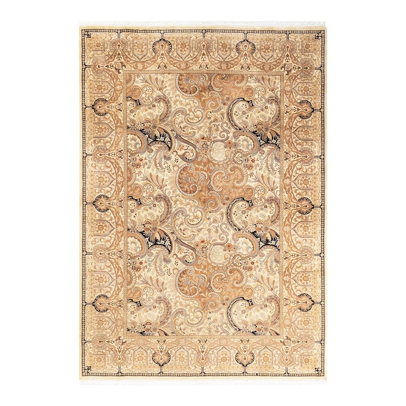 Overton Handknotted Wool Traditional Oriental Ivory Area Rug - 6' x 9' - 6' x 9' - Ivory