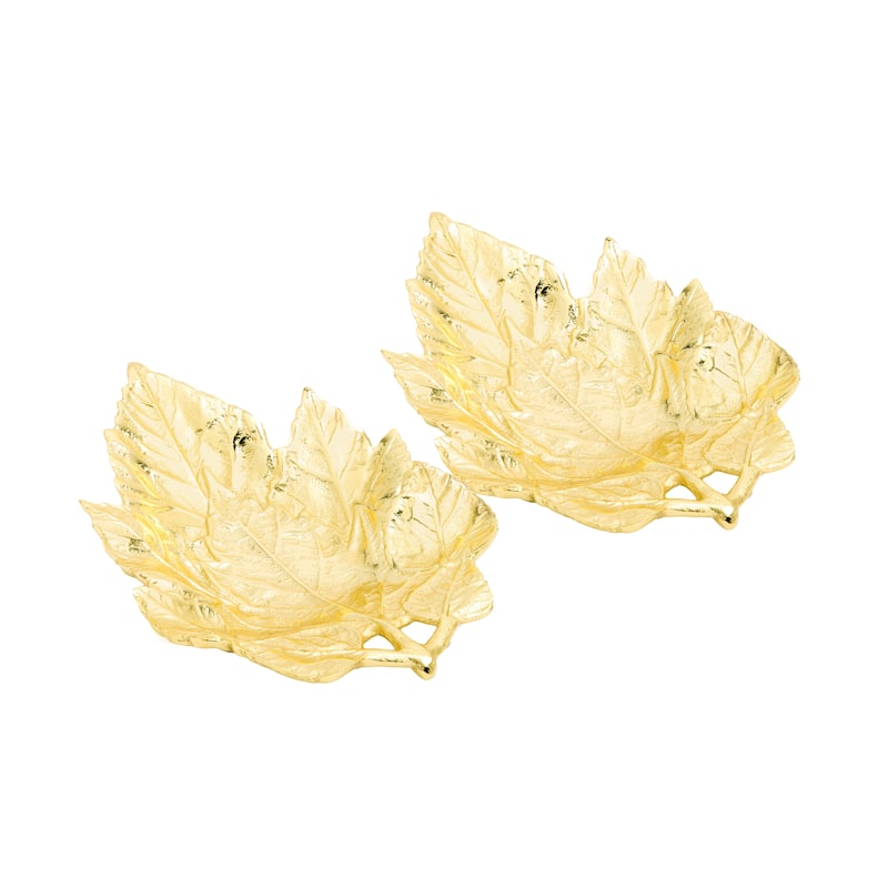 Set of 2 Gold Leaf Candy Bowl