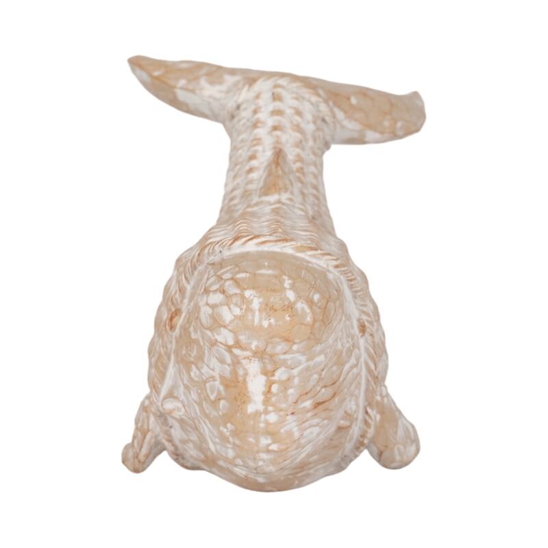 Sagebrook Home 17" White Resin Wicker Beluga Whale Figurine, Polyresin Coastal Decor Accent for Serene Home Styling