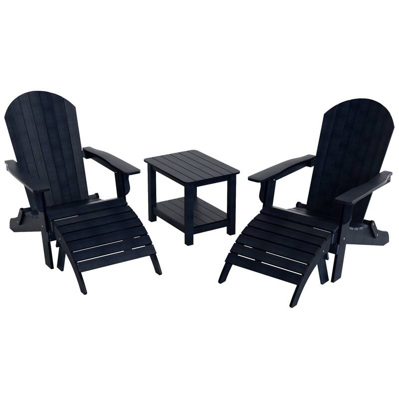 Vineyard HIPS Outdoor Folding Eco-Friendly All Weather Seashell Adirondack Chairs (5-Piece Conversation Set)