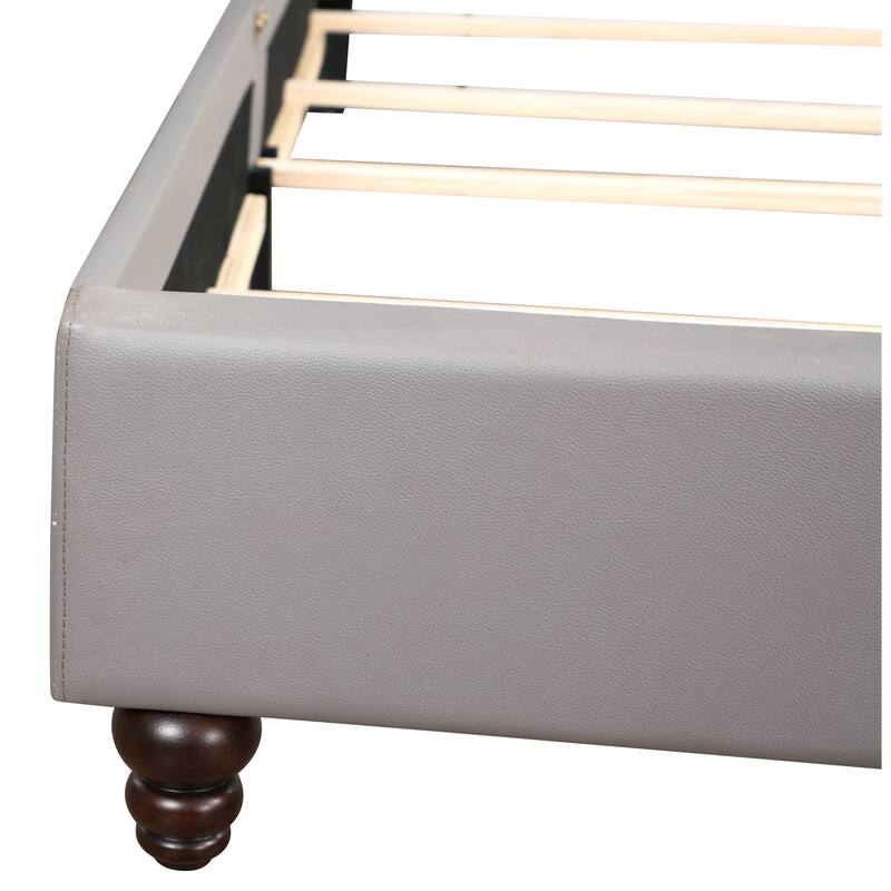 Queen Size Upholstered Platform Bed with Transitional Design and Foam-Padded Headboard