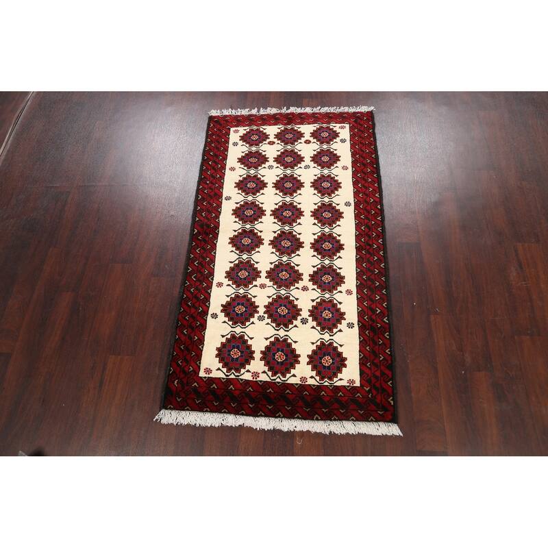 Traditional Geometric Balouch Persian Area Rug Wool Hand-knotted - 3'5" x 6'1"