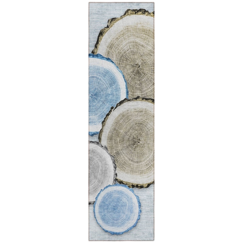 Machine Washable Indoor/ Outdoor Modern Wood Chantille Rug