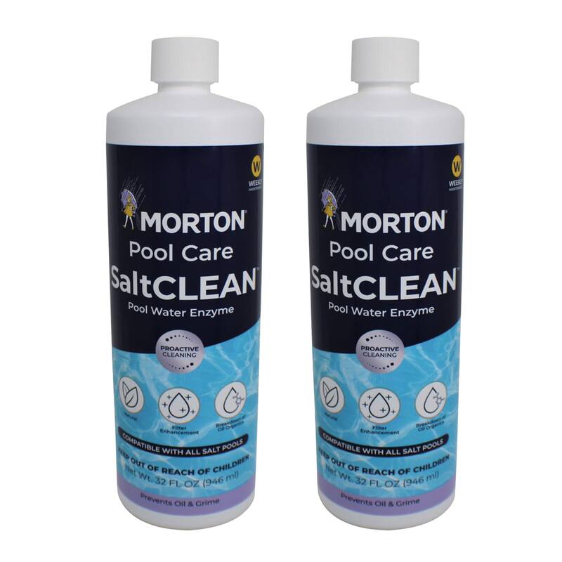 Morton Pool Care SaltCLEAN Salt Water Swimming Pool Water Enzyme, 32 Oz, 2 Pack - 2.2