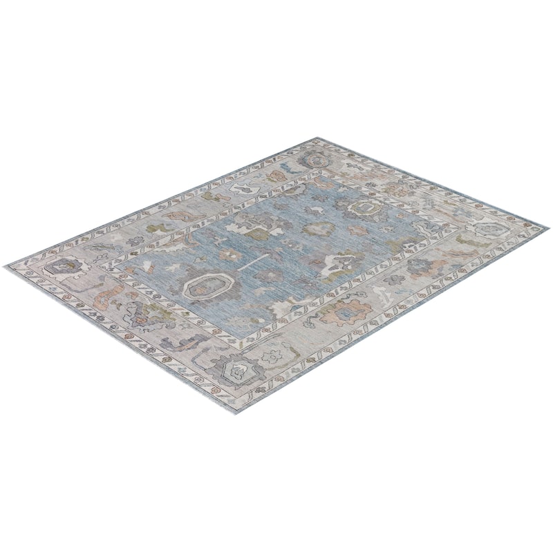 Oushak One-of-a-Kind Hand-Knotted Area Rug - Blue - 9' 2" x 12' 0"