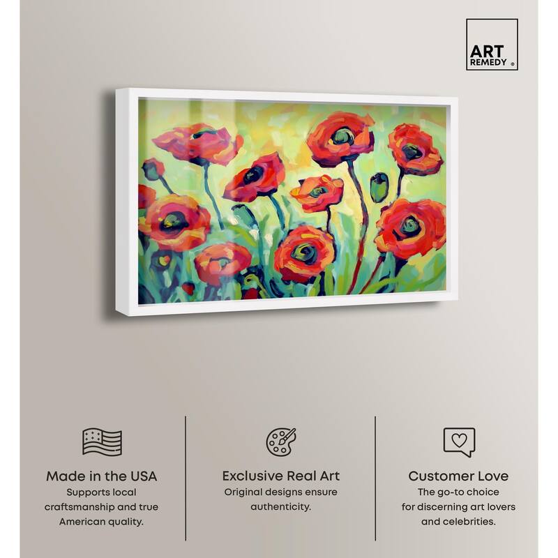 Red Poppy Field I Shadowbox by Art Remedy